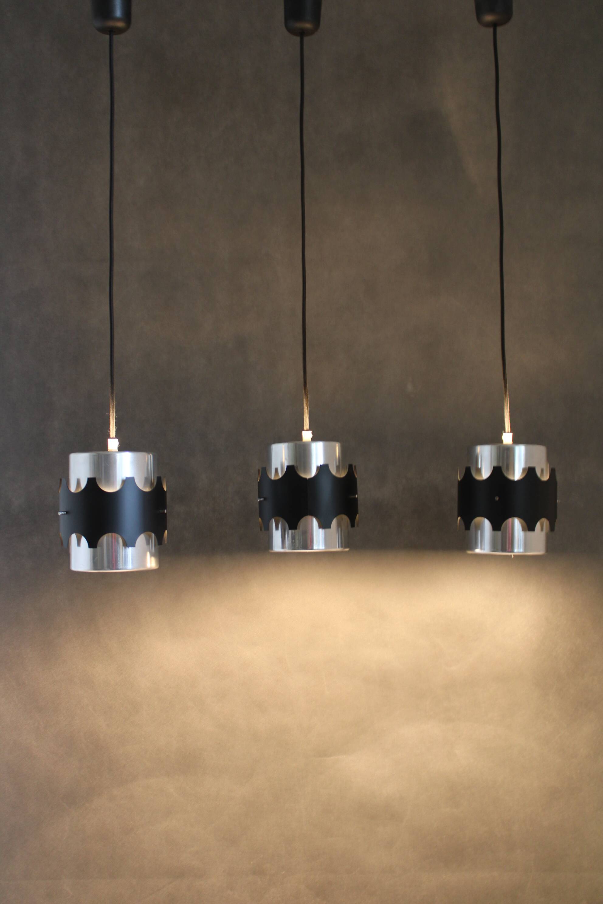 1960s Set of Three Danish Pendant Lights