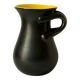 Glazed ceramic vase in black and yellow, in the style of Pol Chambost.