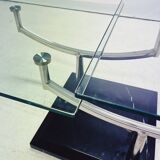 Table basse en verre vintage de design danois à deux niveaux