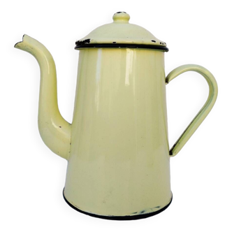 Simple vintage yellow enameled coffee pot