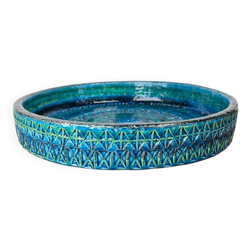 Large Mid-Century Modern Rimini Blu Pottery Bowl by Aldo Londi for Bitossi, Italy, 1960s