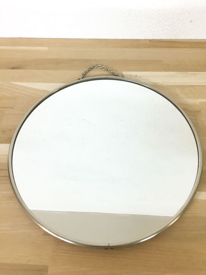 Chrome round mirror 1950 29x33cm