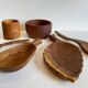 Set of vintage turned and carved wooden cups