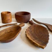 Lot coupelles en bois tourné et sculpté vintage