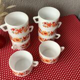 Tasses arcopal "flore" marguerite et tournesol seventies
