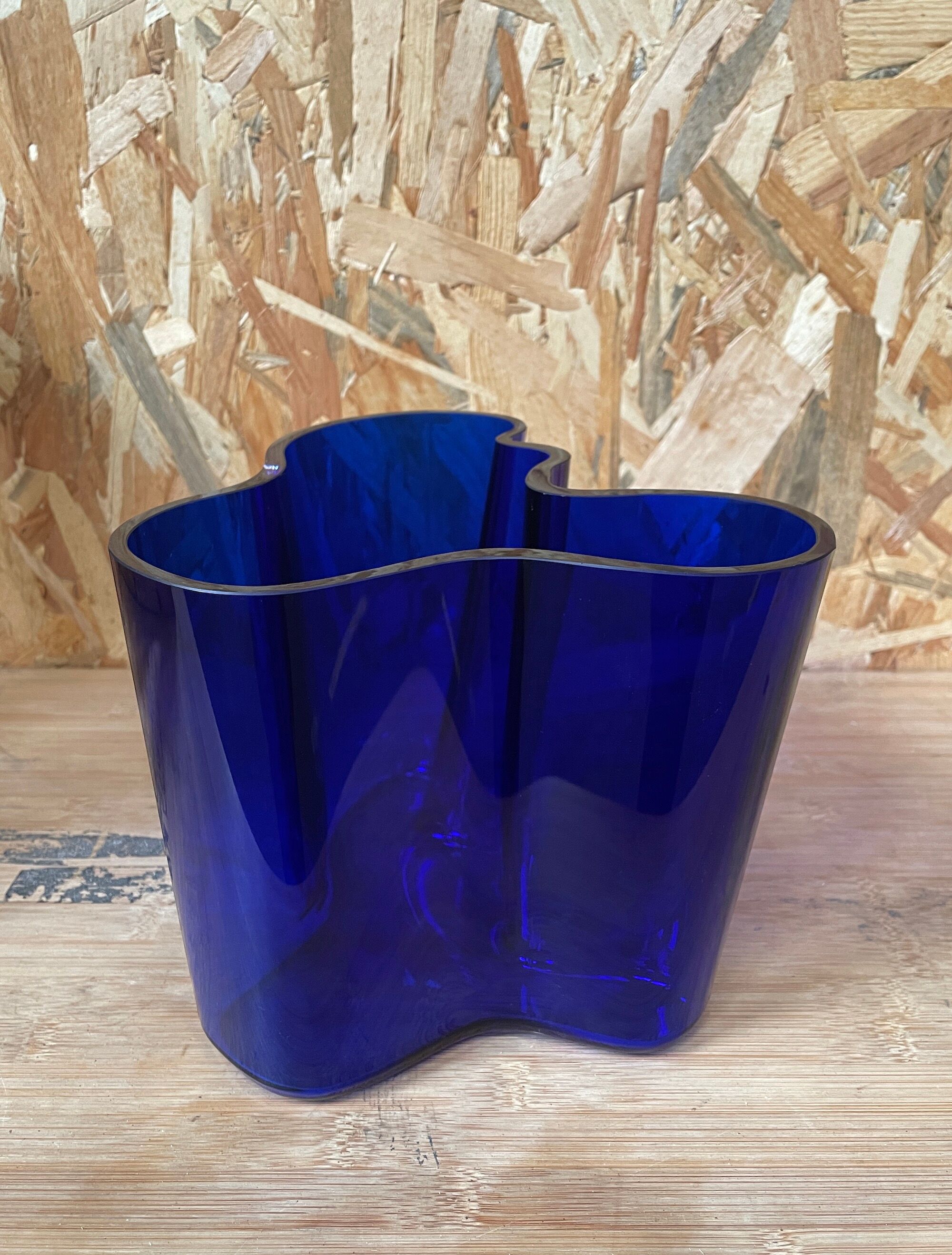 Cobalt blue Savoy vase by Alvar Aalto, numbered and signed 1989