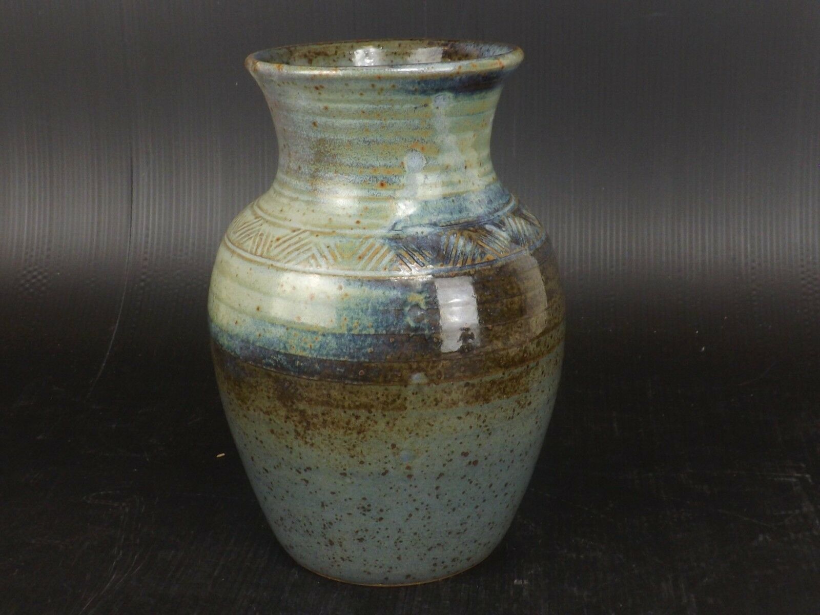 Muddled Sandstone Vase, Puisaye,Beautiful Signature of Incurvé Artist