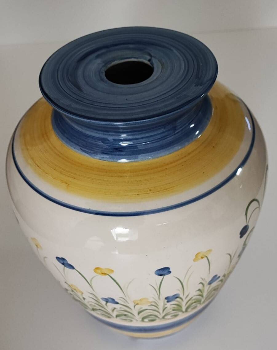 Hand-painted ceramic vase with floral decoration – H 33 cm