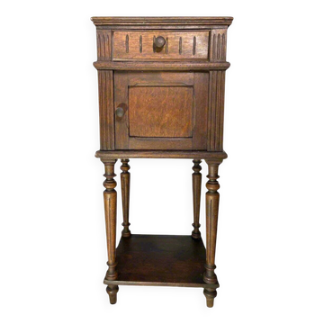 Provincial antique bedside table, with a white marble top, late 19th century.