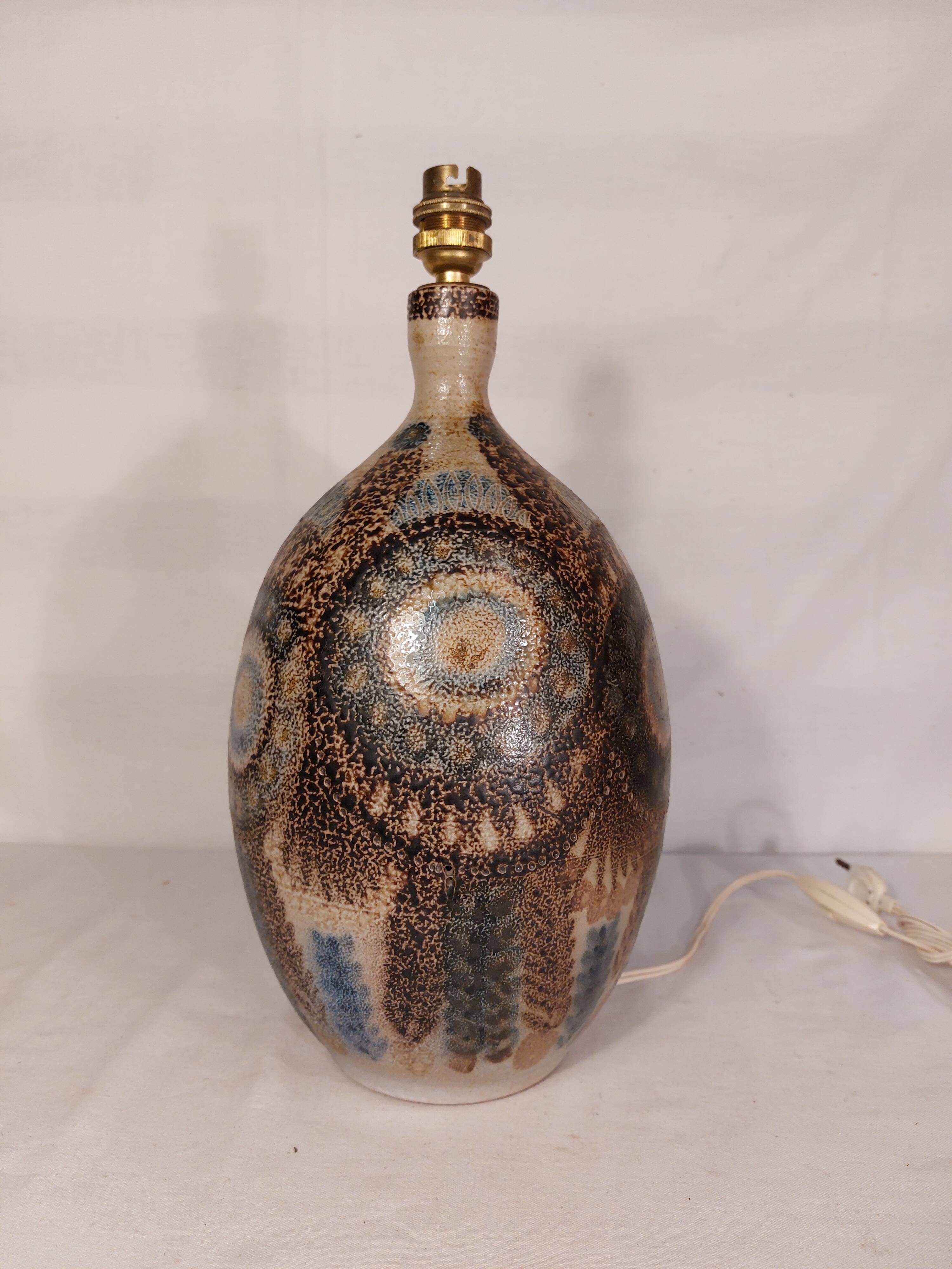 Vintage sandstone lamp base signed JC Courjault - Maison Keraluc - 1960s