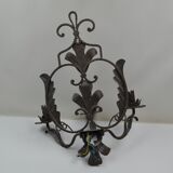 Pair of grey patinated iron wall lamps