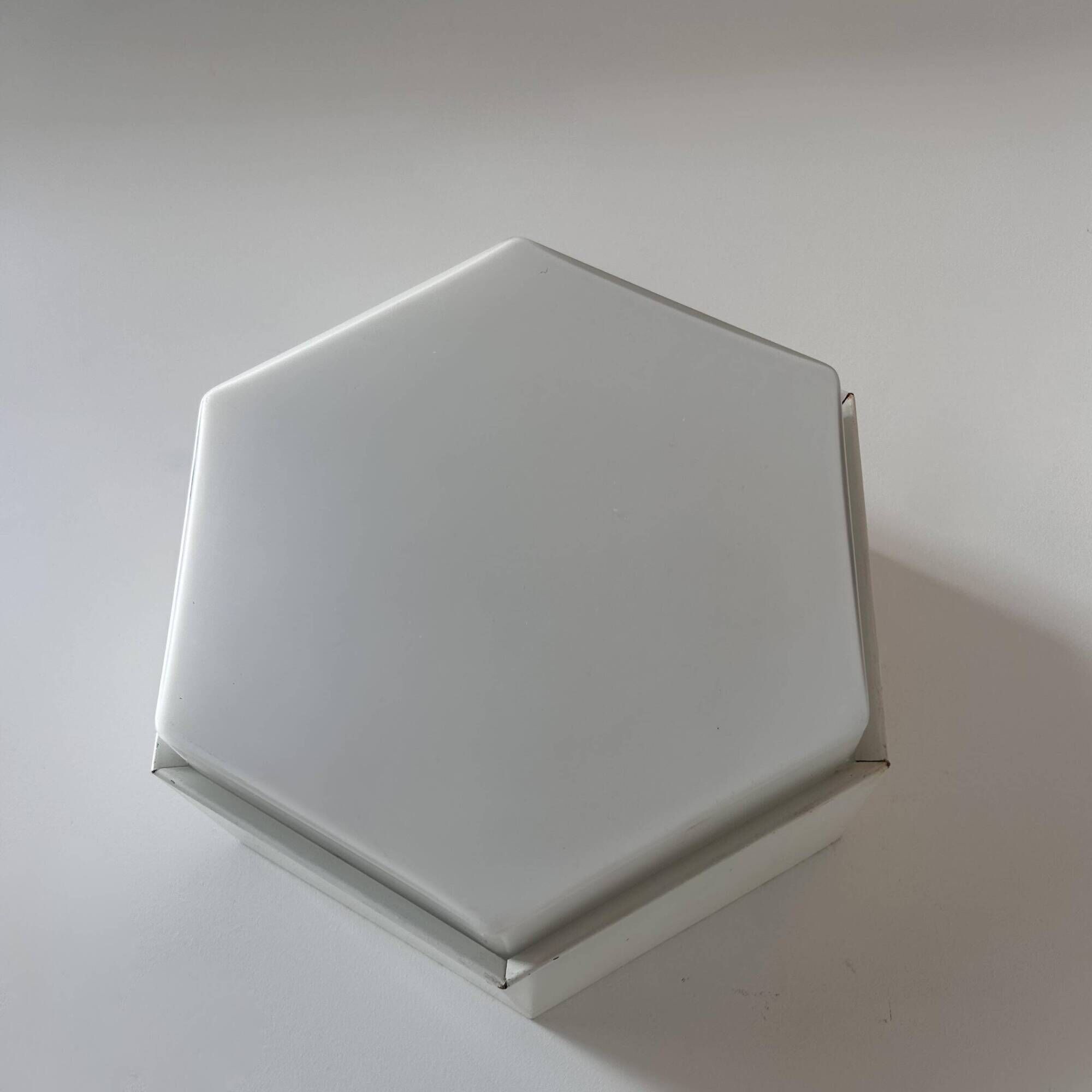 Pair of vintage Raak wall lights, opaline and white lacquered metal, Netherlands 1968