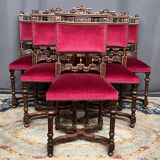 Set of six Renaissance style chairs.