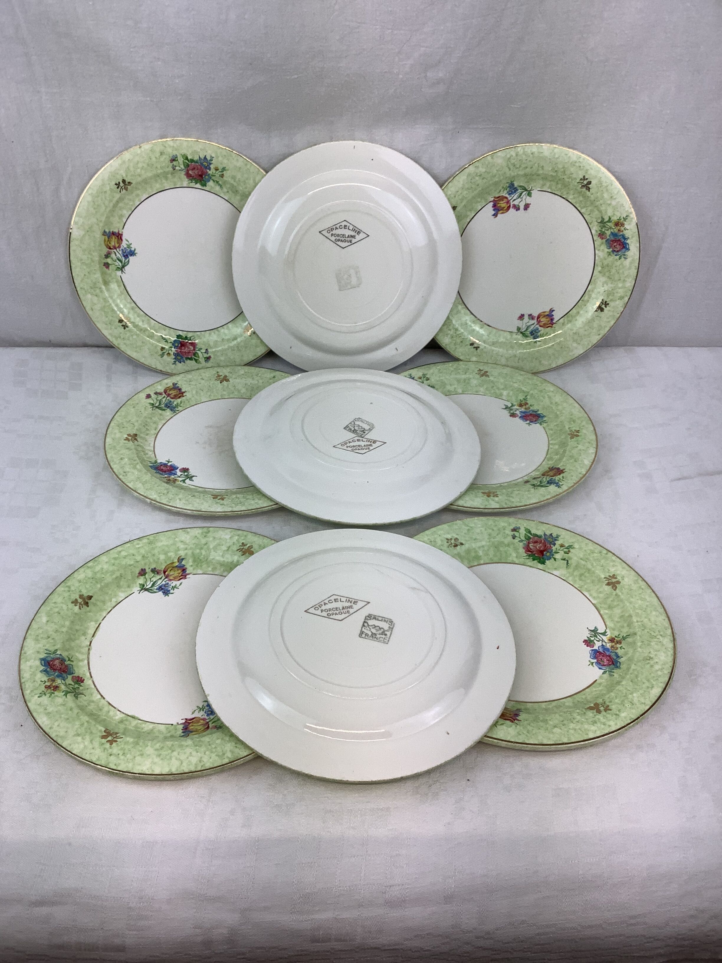 9 Dessert plates spring décor made in france Salins