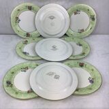 9 Dessert plates spring décor made in france Salins