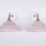 Vintage brass wall lights with speckled glass