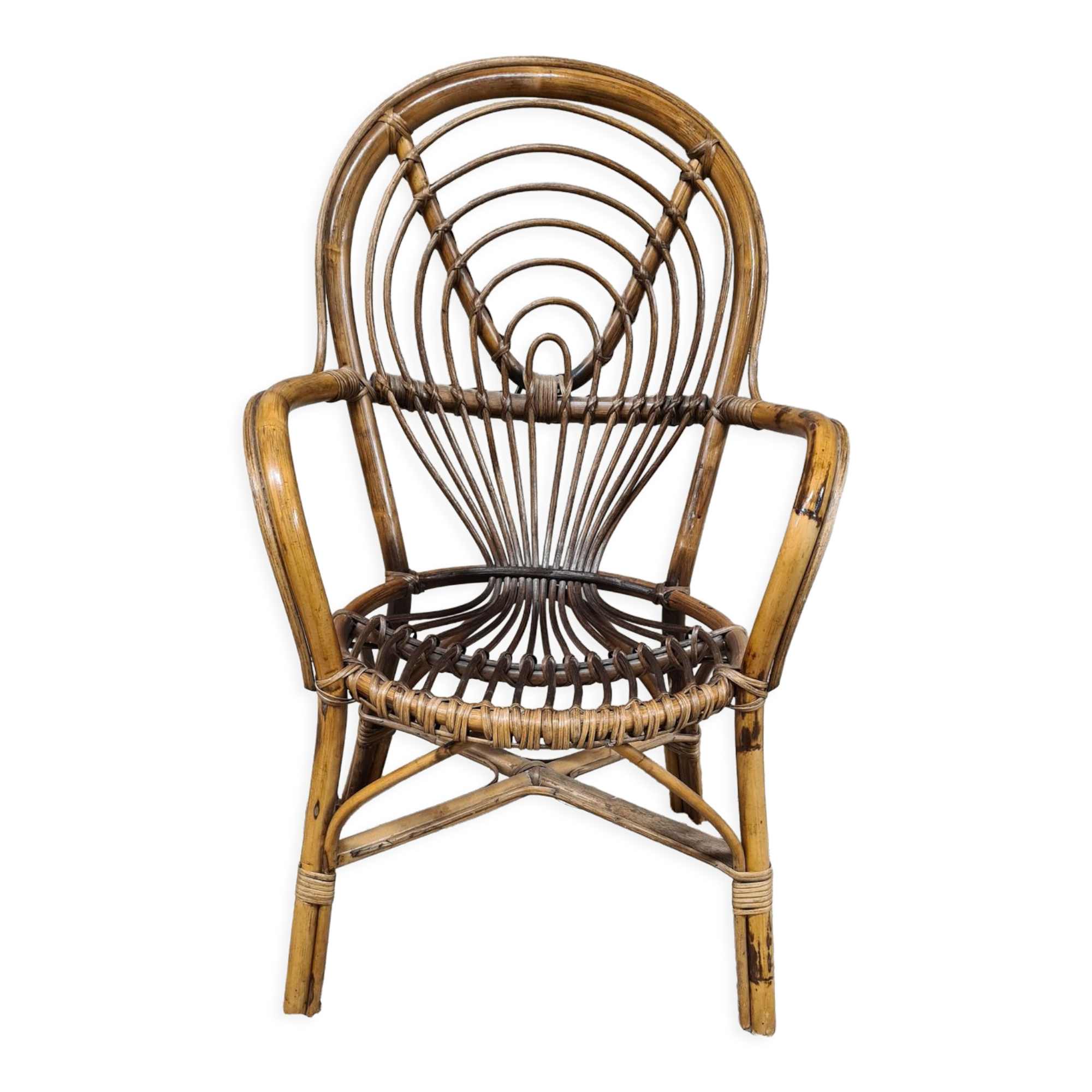 Vintage bamboo rattan armchair