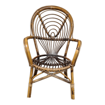 Fauteuil rotin bambou vintage