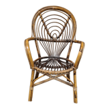 Vintage bamboo rattan armchair