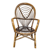 Vintage bamboo rattan armchair