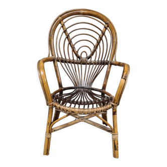 Vintage bamboo rattan armchair