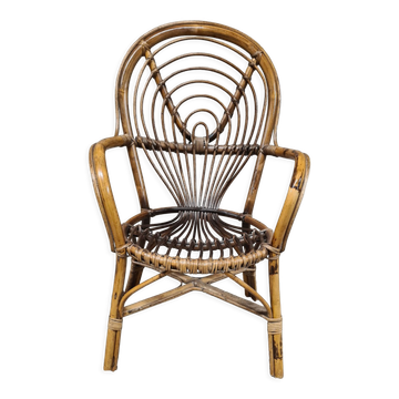 Fauteuil rotin bambou vintage