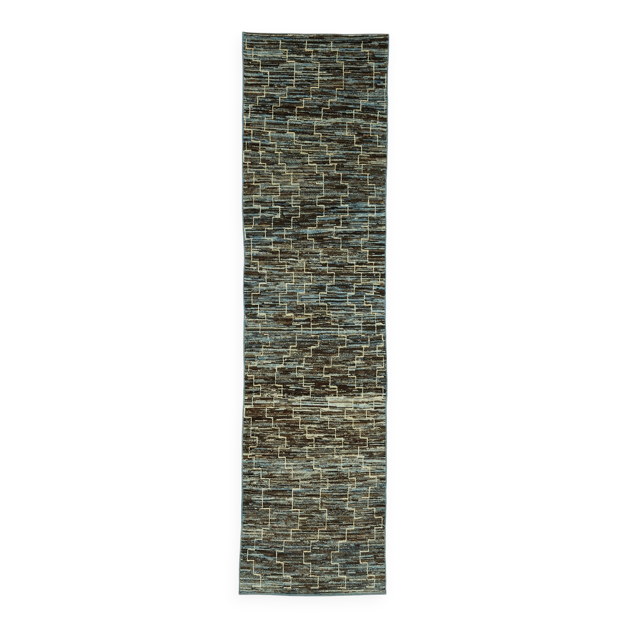 Handmade Tribal Decorative 84 cm x 340 cm Blue Wool Runner Carpet