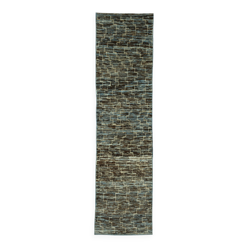 Handmade Tribal Decorative 84 cm x 340 cm Blue Wool Runner Carpet