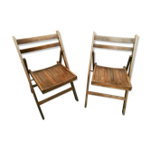 Paire de chaises pliantes en bois vintage