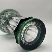 Cut and lined green crystal vase from Val Saint-Lambert