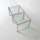 3 nesting coffee tables in glass and gilded metal, 1950-1970