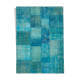 Hand-knotted oriental overdyed 170 cm x 244 cm turquoise patchwork rug