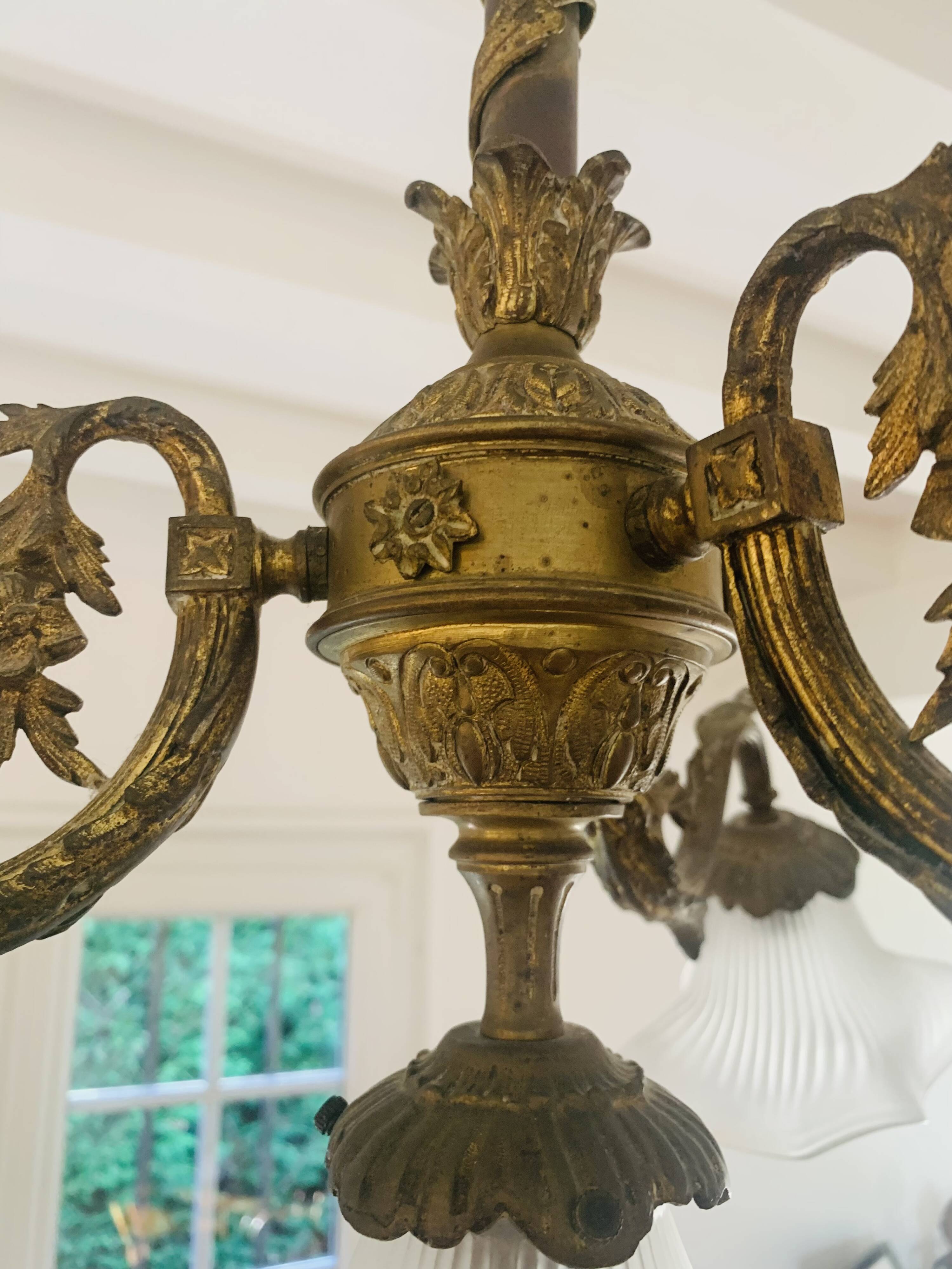 Bronze chandelier 4 tulips