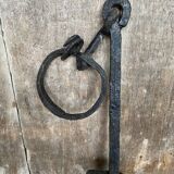 Ancienne crémaillère cuisson cheminée fer forge noir xixe vintage
