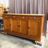 Pine buffet, with plenty of drawers and slippery doors, and porcelain handles