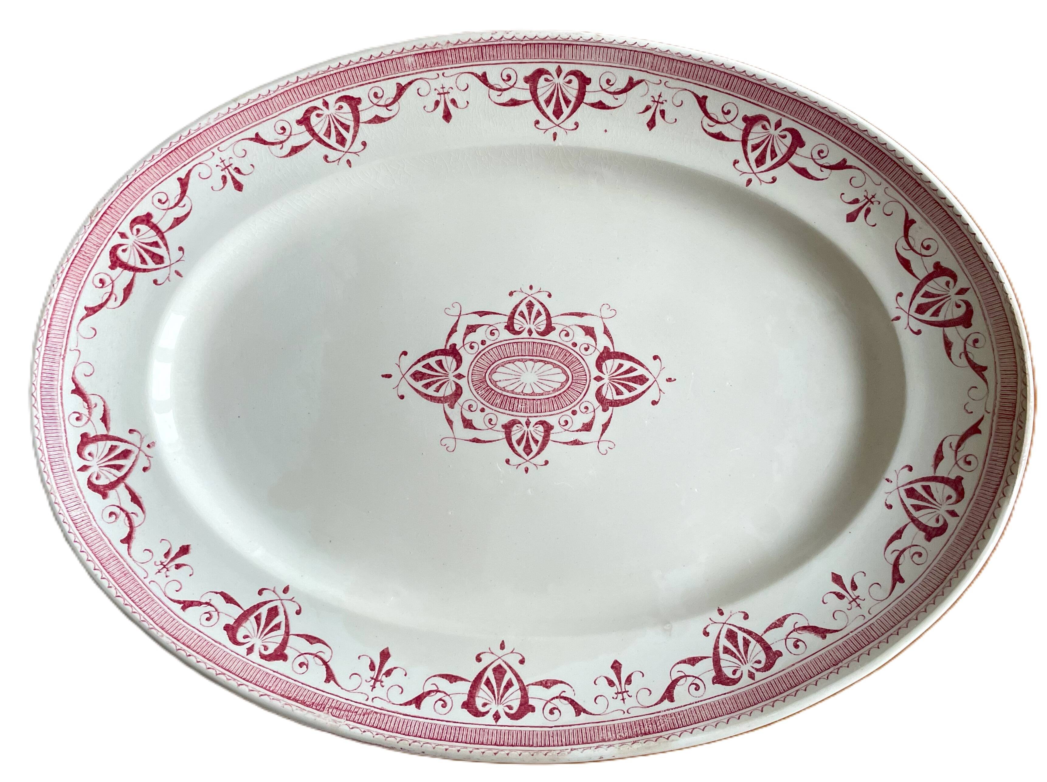 Old earthenware serving dish from Creil & Montereau