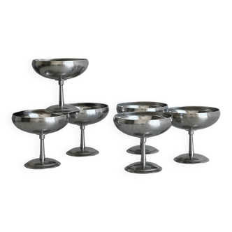 6 coupelles sur pied en inox Letang Remy