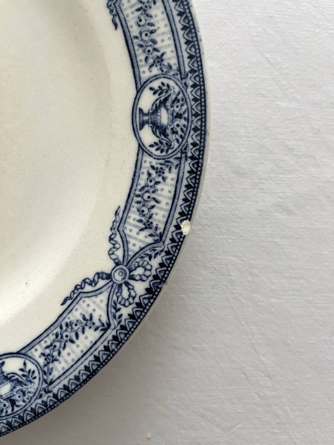 2 antique flat plates made of ironstone "Directoire" Salins
