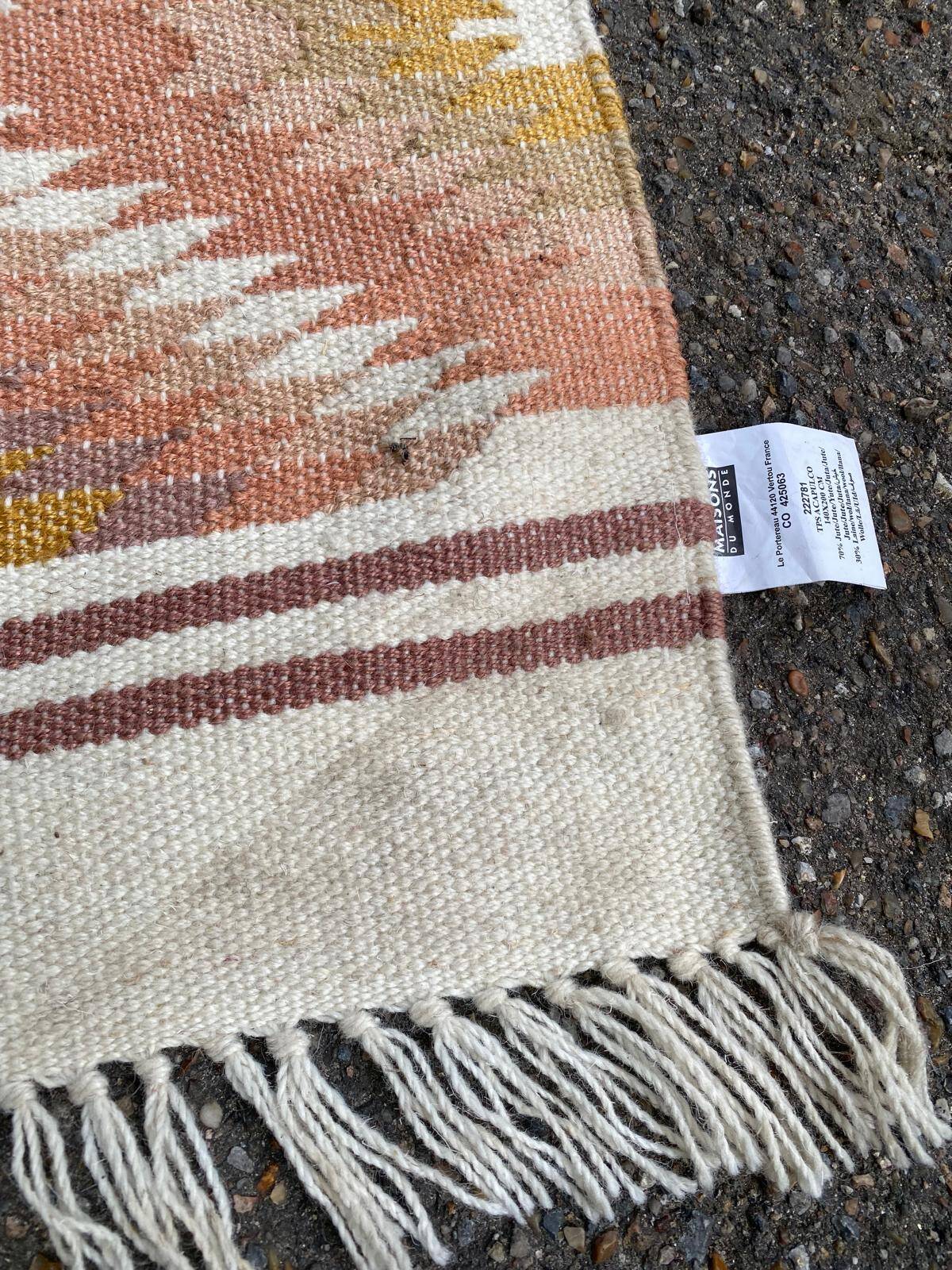 Tapis tissé laine et jute multicolore 140x200