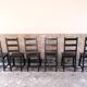 Set of 6 black brutalist chairs in solid oak
