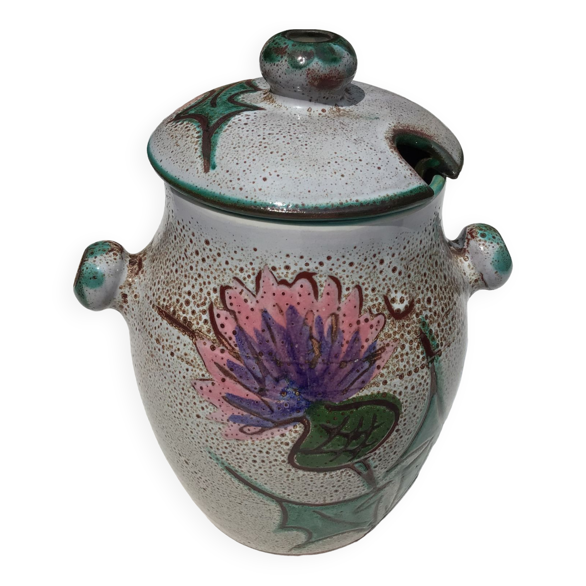 Vallauris Thistles covered pot for condiments