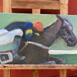 Jockey sur son cheval signé