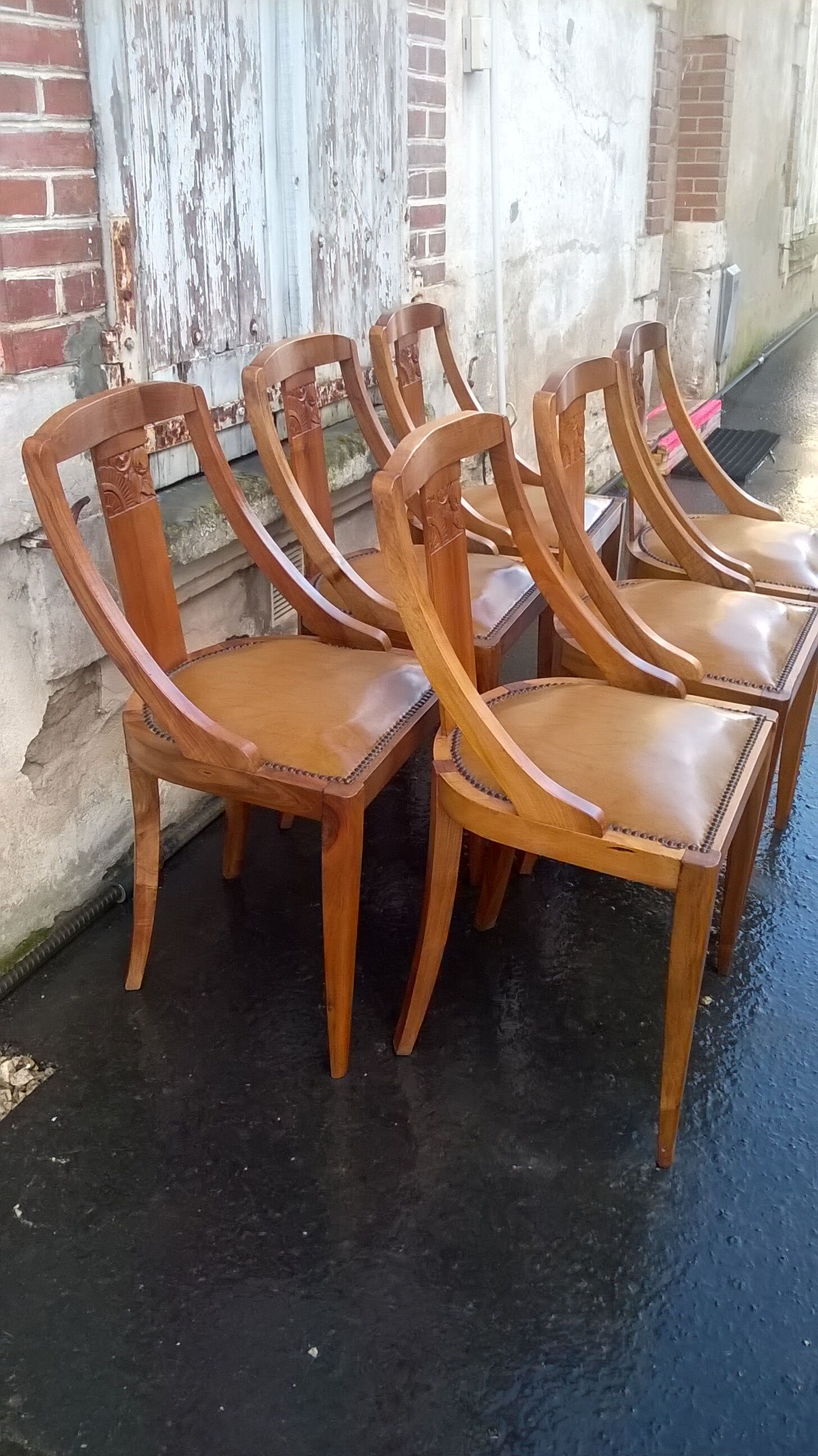 Six chaises gondole époque Art Déco