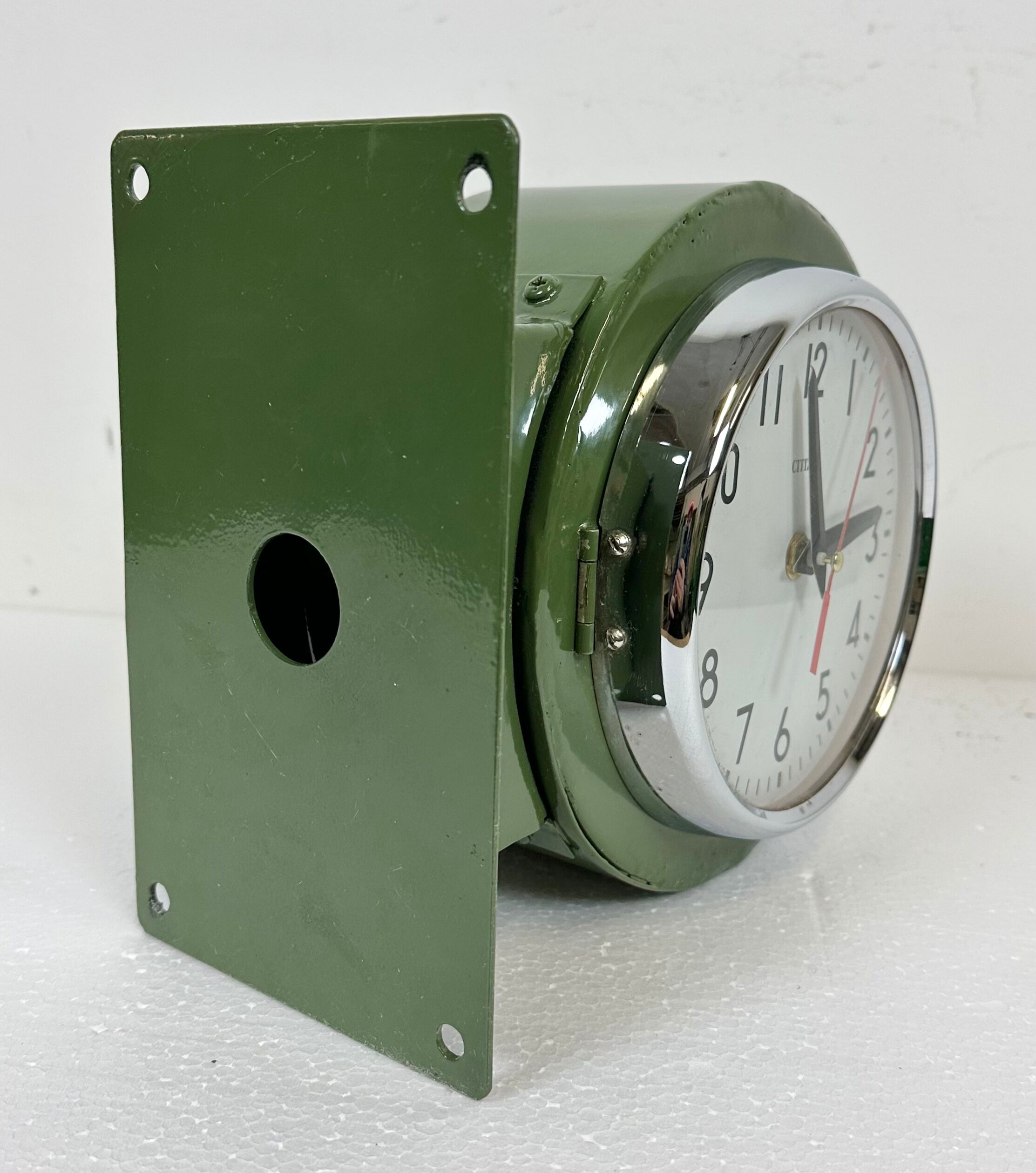 Vintage green citizen double-sided navy wall clock, 1980s