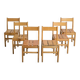Set of six solid pine chairs by Maison Regain.