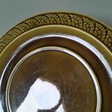 Plat grande assiette barbotine vintage vert majolica Sarreguemines numéroté 1139