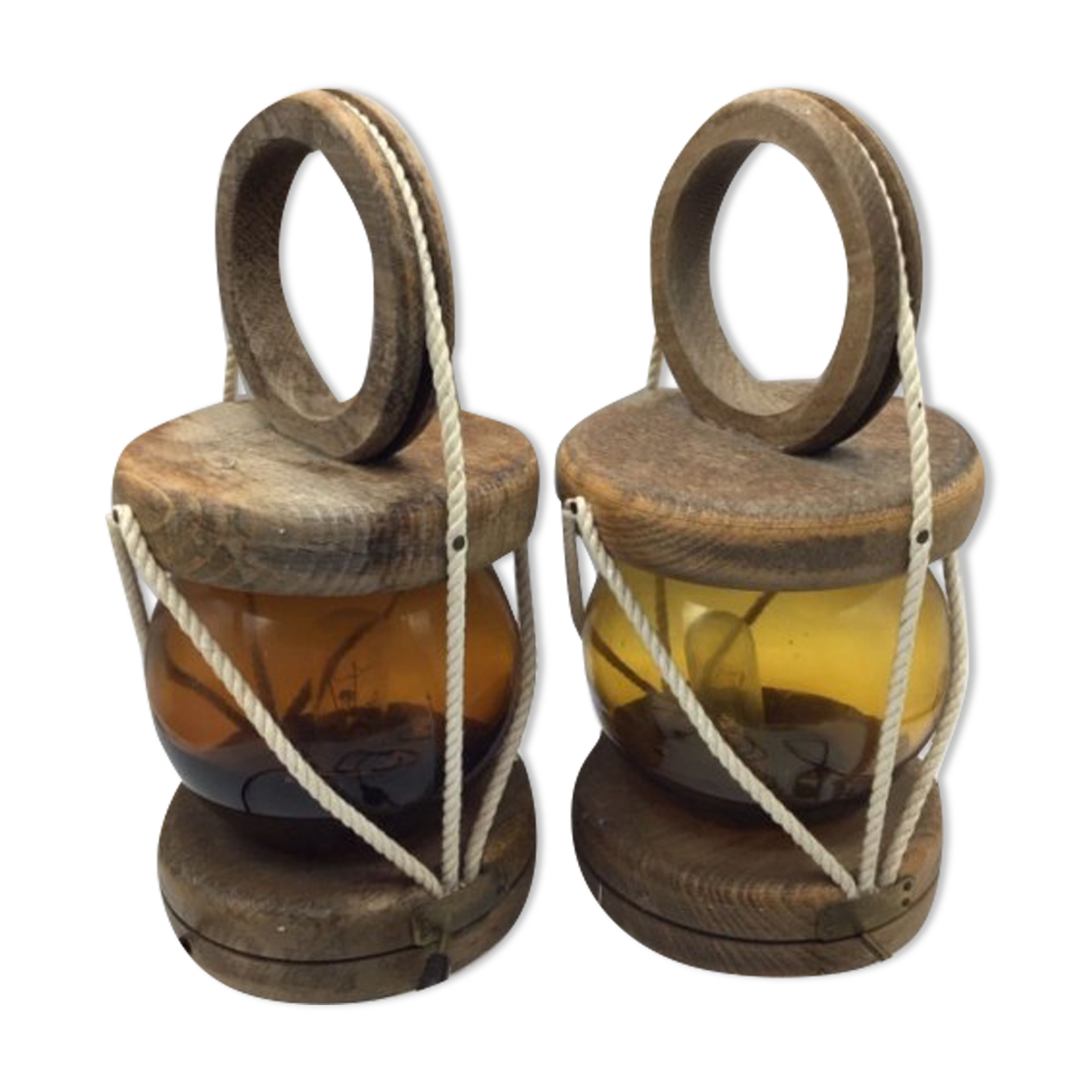 Pair of electrified vintage lanterns to install or hang