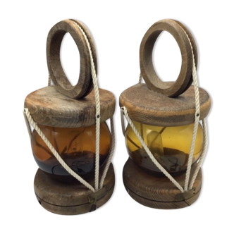 Pair of electrified vintage lanterns to install or hang