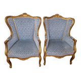 Pair of gilded bergere armchairs