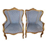 Pair of gilded bergère armchairs
